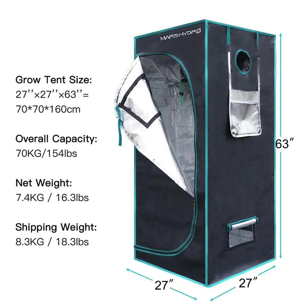 Marshydro 1680D тент для выращивания растений в помещении greenhuse Гидропоника культивированный завод 2'3'' x2'3'' x5'3''(70x70x160 см) большая палатка для выращивания