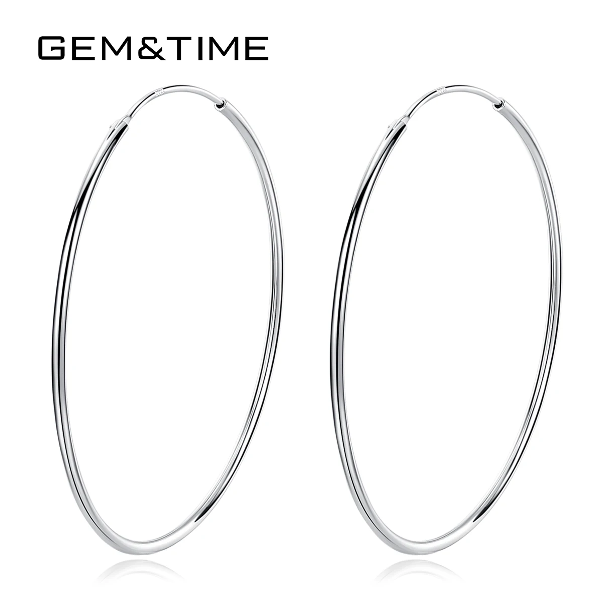 Gem& Time, Boho, 50 мм, большие гладкие круглые серьги-кольца, Стерлинговое Серебро 925 пробы, серьги для женщин, Brincos, знаменитостей, петля, ювелирное изделие