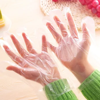 

Transparent Plastic Disposable Gloves One-off 100pc Cooking Gloves For Household Bathroom Sanitary Gloves for Cooking Cleaning