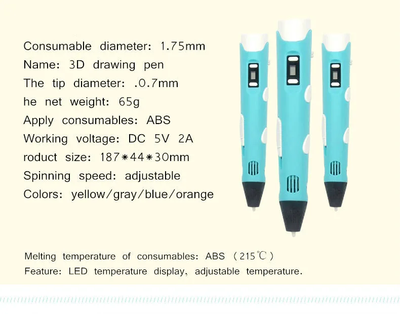 Лучшие продажи принтер 3D печать Ручка 5V 3D ручка для мозаики узкие брюки 3 D рисунок пером Stift из пла-пластика для малыша детское образование