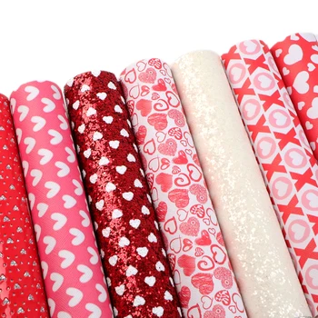 

20*34cm Valentines Day Printed Faux Leather Fabric For Bows Leather Sheets in Crafts DIY Handmade Materials,1Yc13361