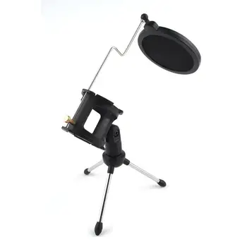 

Microphone Tripod Stand Foldable Desktop Microphone Bracket with Shock Mount Mic Holder Clip and Filter