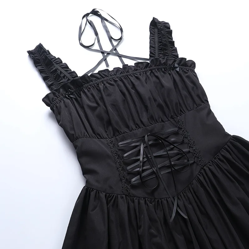 Goth Dark Mall Gothic Bandage Harajuku White Dresses Lolita Kwaii Black Women Sexy Mini Dress Lace Puff Sleeve Bodycon Partywear bridal shops near me