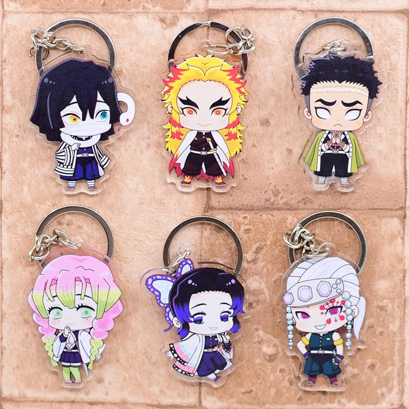 Demon Slayer Keychain 9 styles Kimetsu no Yaiba Key Ring Double Sided