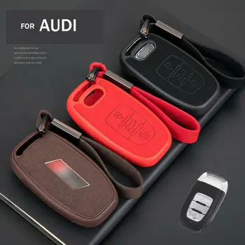 

S-Line Style Fine Suede Leather+TPU Car Key Fob Case Cover Holder Protect Shell For Audi A3 A4 A5 A6 A7 A8 RS TT Q2 Q3 Q5 Q7 R8
