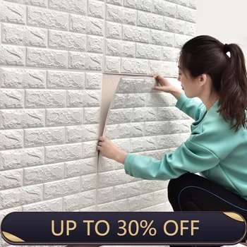 

Self-Adhesive Background 3D Decor DIY Brick Wall Stickers Easy Clean Wallpaper Art Decorative Made Decals Kitchen Soundproof