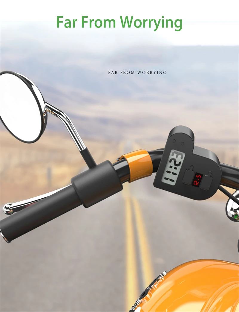 Мотоцикл Quick Charge Dual USB 5 В 3.1A/1.5A зарядное устройство мотоцикл Цифровые Часы светодиодный вольтметр Водонепроницаемый USB чехол Аксессуары
