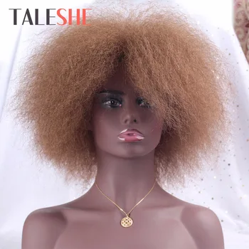 

Synthetic Afro Wig for Women African Yaki Straight Short Wig Black Dark Brown Red Natural Black Wig Female Cosplay Hair TALESHE