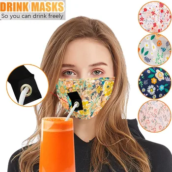 

Adult Women Protect Dustproof Cotton Face ma$k Drinking ma$k with Hole for Straw