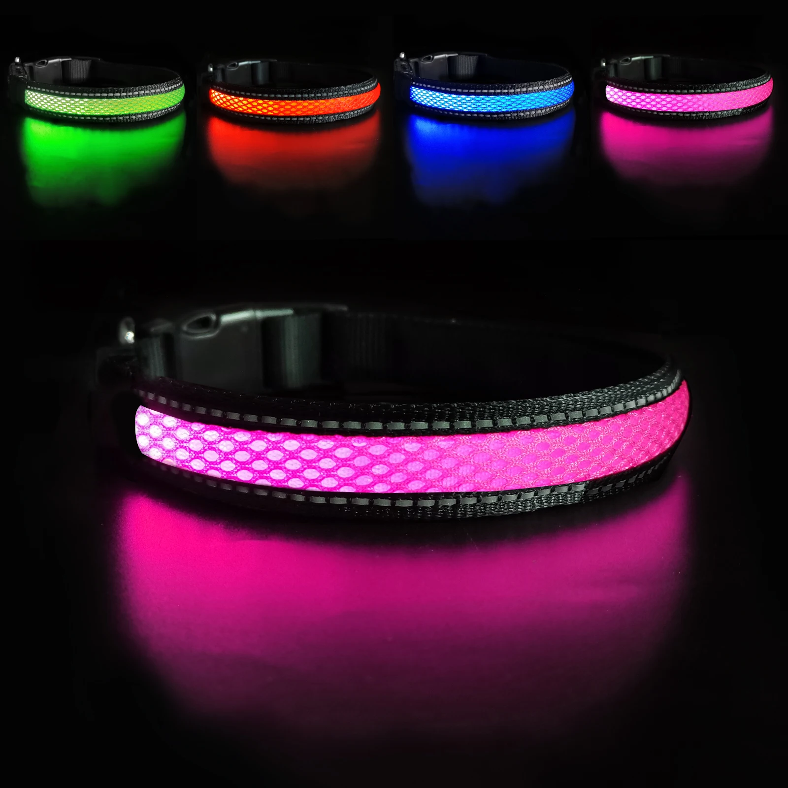 Dog Nylon Collar USB Flashing Charging LED Light Reflective Anti-Lost Rechargeable Glow Dog for Small Medium Large Dogs SuppliesDog Nylon Collar USB Flashing Charging LED Light Reflective Anti-Lost Rechargeable Glow Dog for Small Medium Large Dogs Supplies 