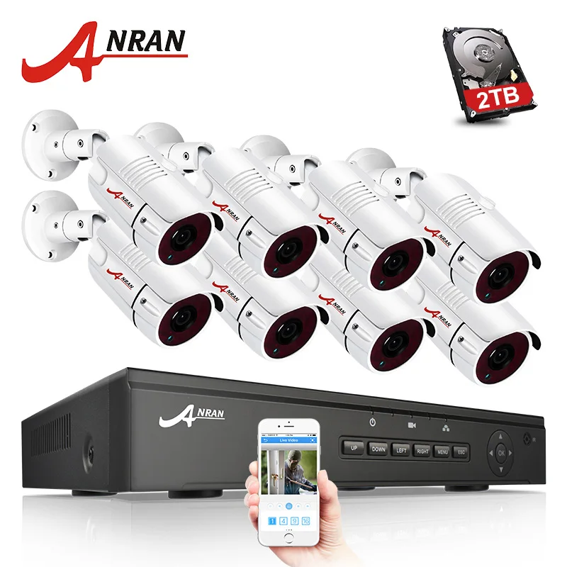 ANRAN CCTV камера система 4CH/8CH POE NVR комплект 48V ONVIF камера видеонаблюдения система HD IP Камера уличная система видеонаблюдения - Цвет: 8 Cameras Kit