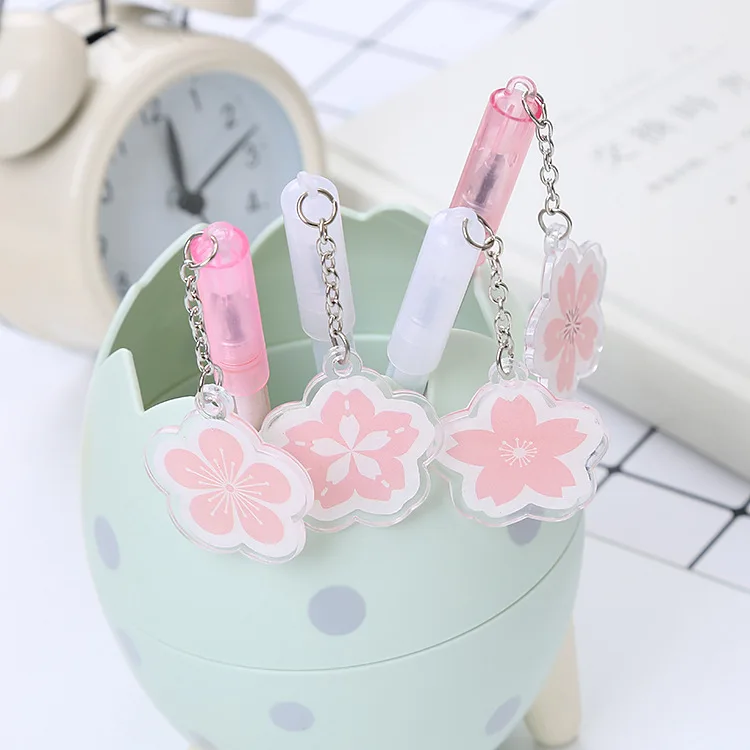 

40 pcs/lot Kawaii Cherry Pendant Gel Pen 0.5mm black ink Signature Pen School Office writing Supply Promotional Gift