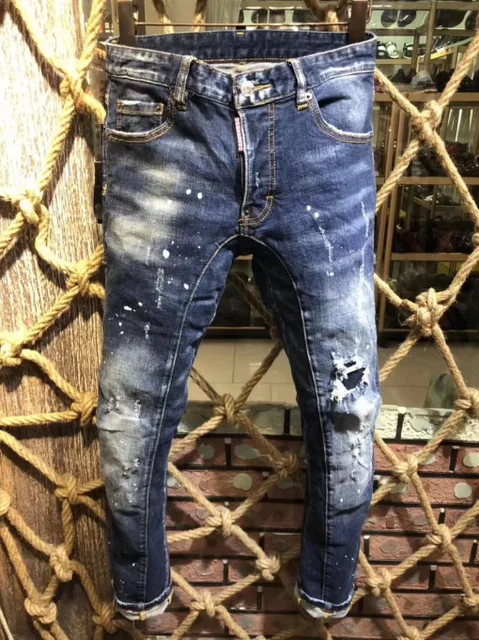 Pantalones vaqueros rasgados para hombre, pantalones de Casual, Dsquared2, A206|Pantalones vaqueros| - AliExpress