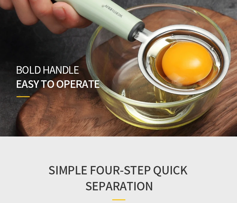 Stainless Steel Egg Separator Egg Divider With Plastic Long Handle Kitchen Egg Divider Kitchen Accessories