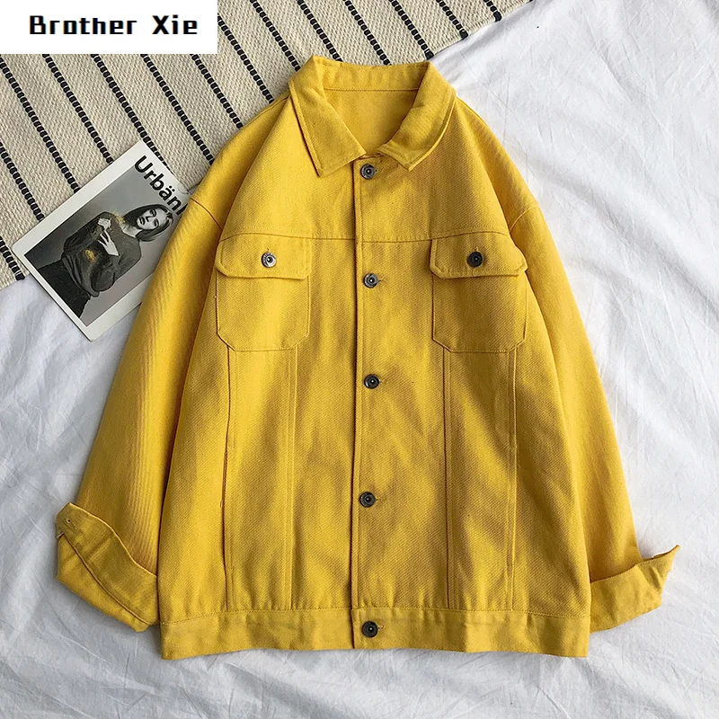 

Autumn New Denim Jacket Men Fashion Washed Solid Color Casual Denim Jacket Men Streetwear Wild Hip Hop Loose Bomber Jacket