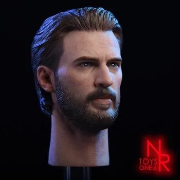 

In Stock 1/6 Scale Male Figure Accessory NR08 Captain America 6.0 Head Sculpt Model Beard Version & Metal Shield for 12'' Body
