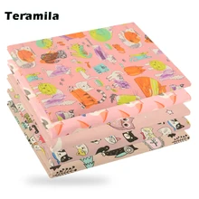 Teramila 0.5 metro gato coruja animal padrão 100% algodão pano designer artesanato tecidos colcha bordado retalhos para costura