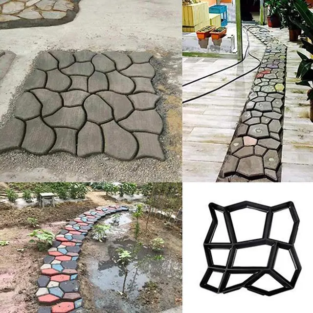 Kerti Burkolat Cement Tégla Beton Formák Barkáit Műanyag Út Készítő Kőút Penész Újrafelhasználható Dekorációs Szerszámok - Image 3