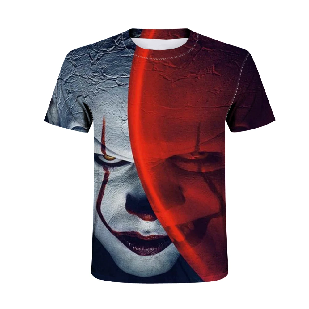 

Clown Steven King Printed Men t-shirt Men and Women Pennywise Personality Creative t shirt Horror Movie Funny Tee Tops Halloween