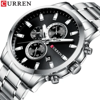 

Stainless Steel Fashion Mens Quartz Watch Chronograph Wristwatches CURREN Casual Business Clock Male Date Reloj multifuncion