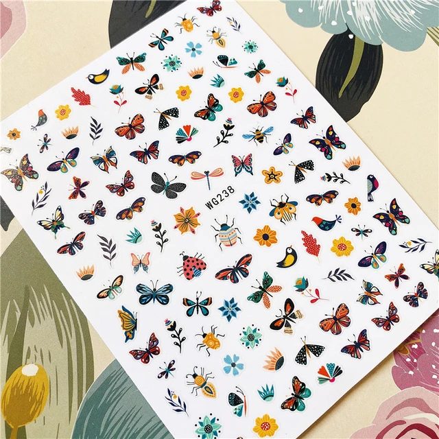 Z-D3702 Z-D3706 Colorful butterfly 3D Back glue Nail decal Nail sticker Nail decoration Nail art Nail ornament WG238
