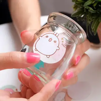 

Cute Cartoon Colorful Round Paper Label Sticker Hand Cticker DIY Account Stickers Bunny Journal Bullet Round Boxed Decorati N1L9