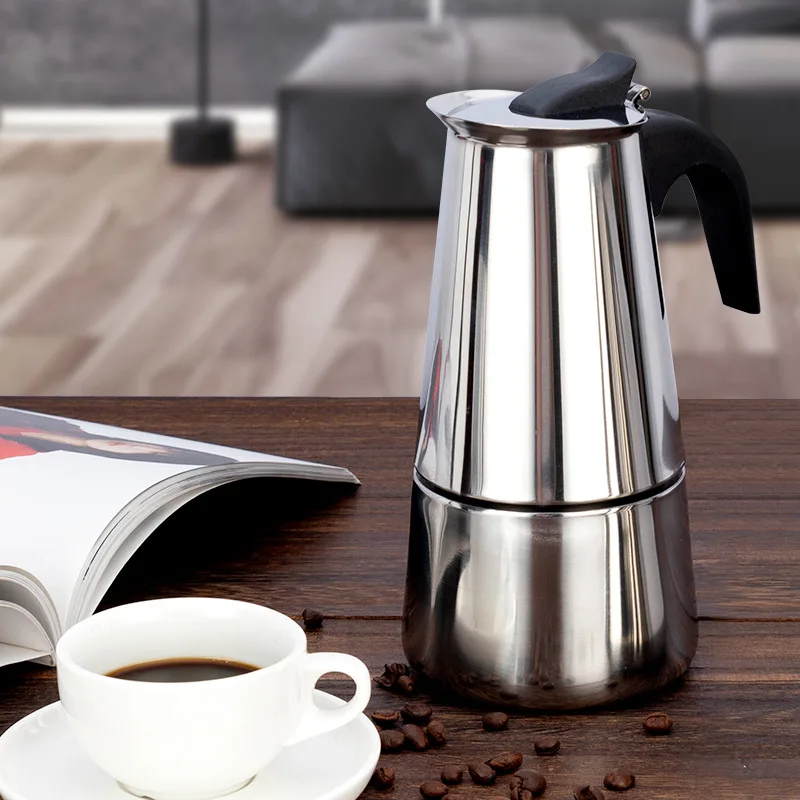 Espresso Maker Moka Pot Stainless Steel Filter Cafe Maker Coffee Pots Percolator Drink Tool Cafetiere Latte Stovetop
