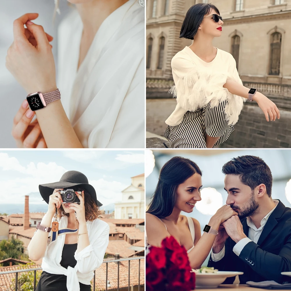 Wearlizer для Apple Watch Band 38 мм iWatch сетчатая петля Миланская из нержавеющей стали сменный