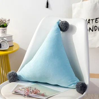 

Triangular Cushion Pompom Ball Nordic Super Soft Cushion Sofa Living Room Cushion Decoration Birthday Gift 66CY