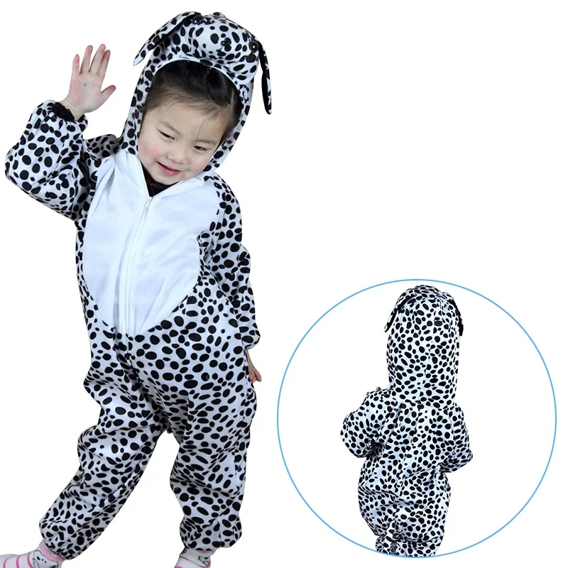 Kids Cartoon Animals Dots Dogs Costumes Boy Girl Halloween Cosplay Costume Anime Disfraces Dress Up Role Play Jumpsuit Clothes
