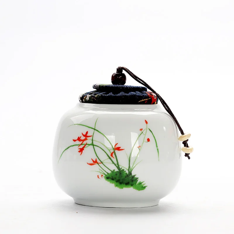Pu 'er банка для чая кунг-фу чайный сервиз аксессуары для пасты жидкости Банка керамическая банка для чая цветок банка для хранения банок Китай традиционный бак - Цвет: ruanmusailanhua