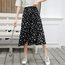 Новинка, летняя женская юбка, шифоновая, с принтом, нерегулярная, посылка, в стиле хип-хоп, длинная, в ассортименте, юбки, черные, темно-зеленые, 1928