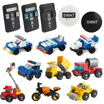 

Technic Car MOC Police Vehicles Motorcycle Fire Truck Road Roller Shield Accessories Kids Gifts Building Blocks Militarys Model