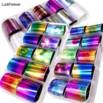 

10 Rolls Holographic Transfer Foils Mix Starry Sky Nail Stickers Flower Transfer Nail Foil Wraps Decals Nail Art Tips Decoration
