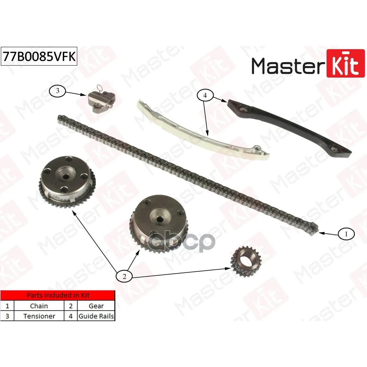 Комплект Цепи Грм Ford Mondeo 2.0 Ecoboost Tpba 10 MasterKit арт. 77B0085VFK