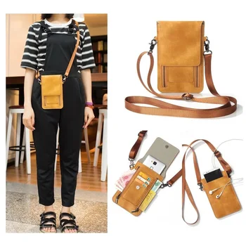 

Mobile Phone Bag Case For iPhone XS Max 8 Plus Cover PU Leather Long Strap Women Pouch Bag For Samsung/Huawei/Oneplus Case EEMIA