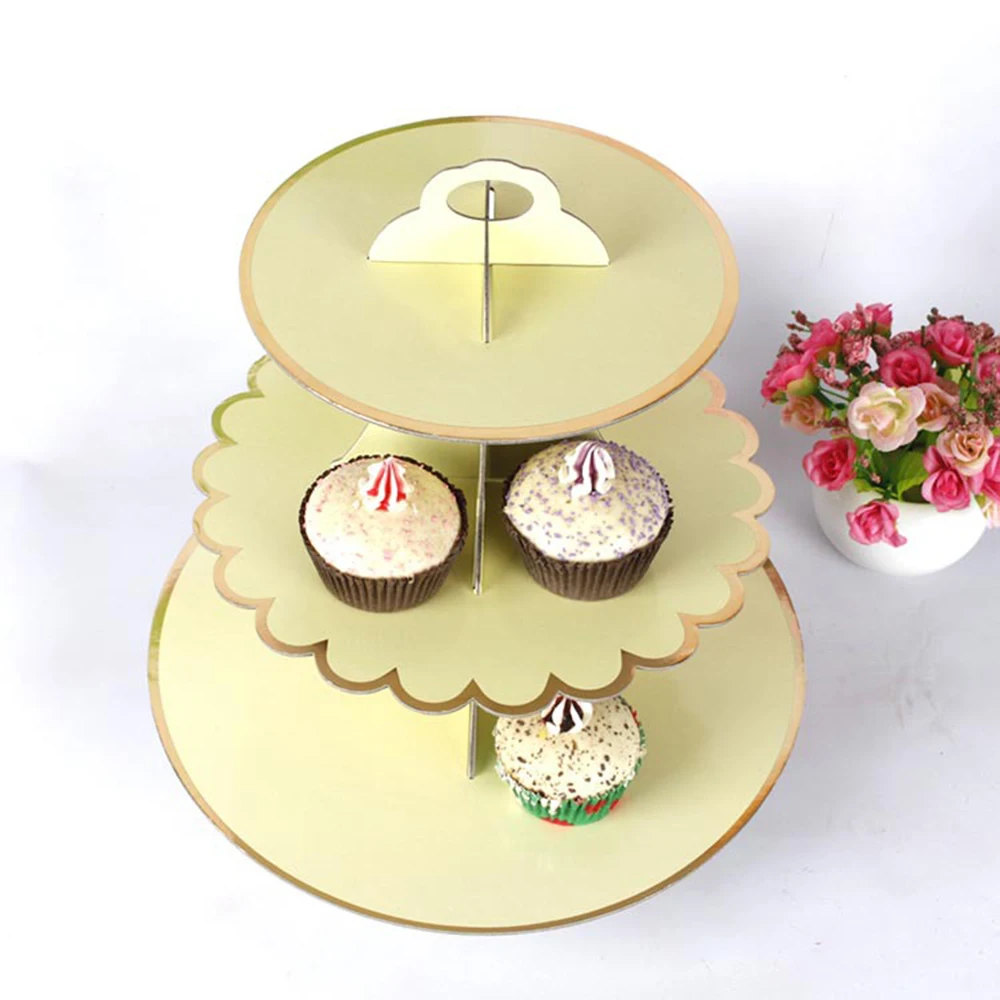 

3 Tier Cupcake Stand Paper Solid Striped Cupcake Wrappers Decorations for Wedding Birthday Holiday Party Dessert Table Supplies