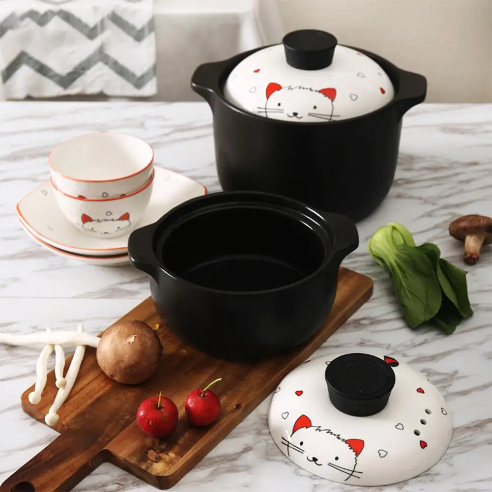 1.3L Милая мультяшная кошка шаблон печать керамическая кастрюля для ...