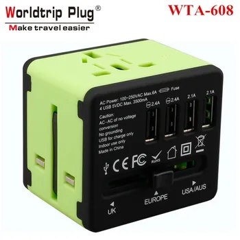 

Wor ldtrip Plug WTA-608 Converter 4USB 3.5A Adapter Multi-country Switch Converter EU Plug To US Plug Converter Socket