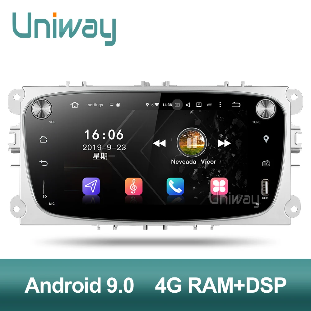Uniway PX30, 4 Гб+ 32 ГБ, android 9,0 автомобильный dvd для ford focus Mondeo for ford kuga для ford S-MAX C-MAXcar радио автомобиля gps навигации