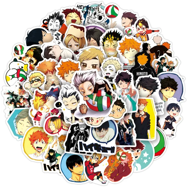 10 30 50pcs haikyuu anime stickers japan cartoon manga cute aesthetic kpop for laptop bicycle guitar skateboard waterproof decal assorted stickers aliexpress