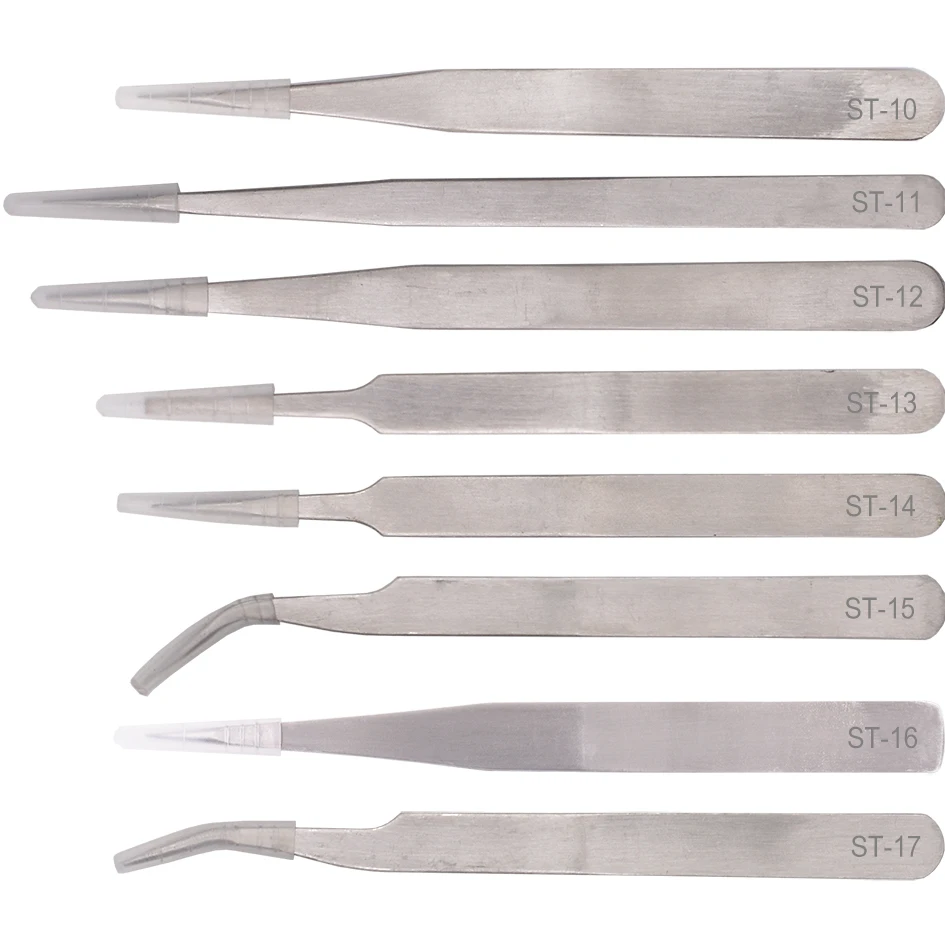 Stainless Steel Tweezers HRC40 Nipper ST-10 ST-11 ST-12 ST-13 ST-14 ST-15 ST16 ST-17 for Phone Repair Tools 120pcs/lot