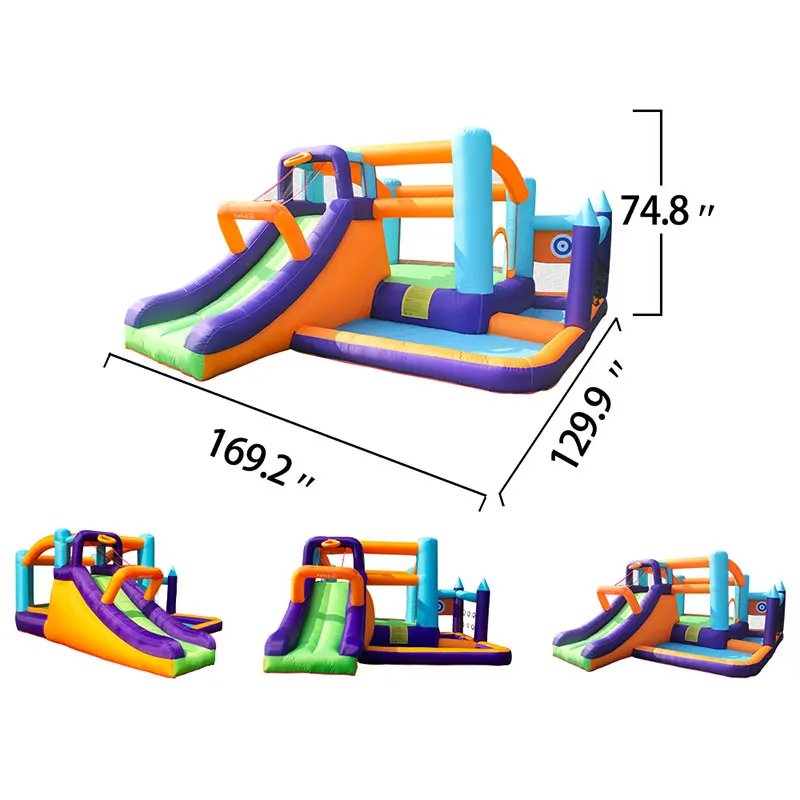 

Combination Colorful Inflatable Bounce House Ice Bouncy Castle for Kids Indoor Park with Slide