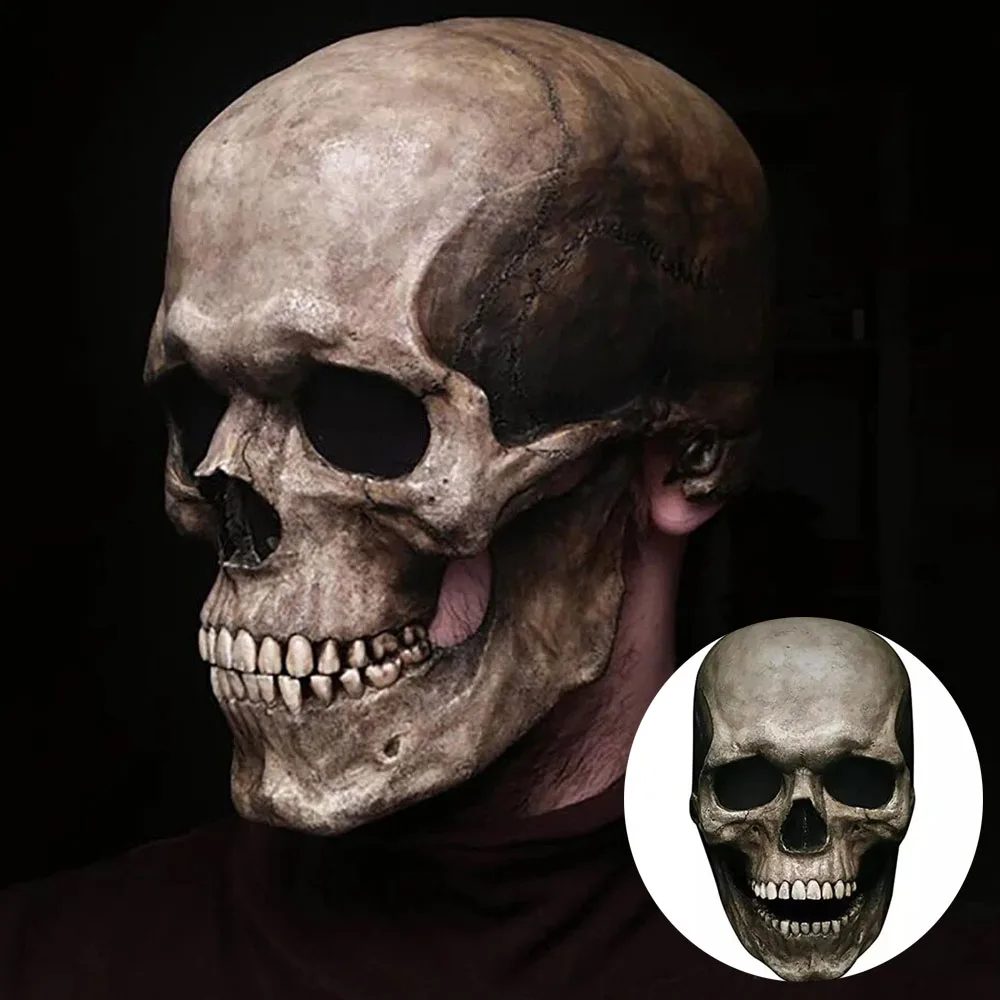 

Horror Skull Movable Jaw Mask Cosplay Scary Skeleton Evil Killer Ghost Face Latex Masks Helmet Halloween Masquerade Party Props