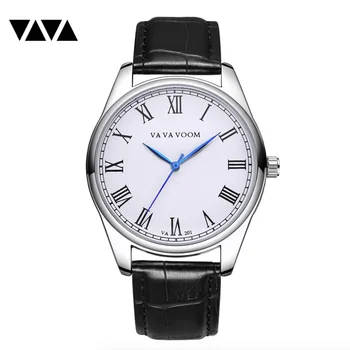 

Brand Man Quartz Wristwatch Leather Strap White Dial Blue Pointer Sport Business Male Clock Waterproof Relogio Masculino