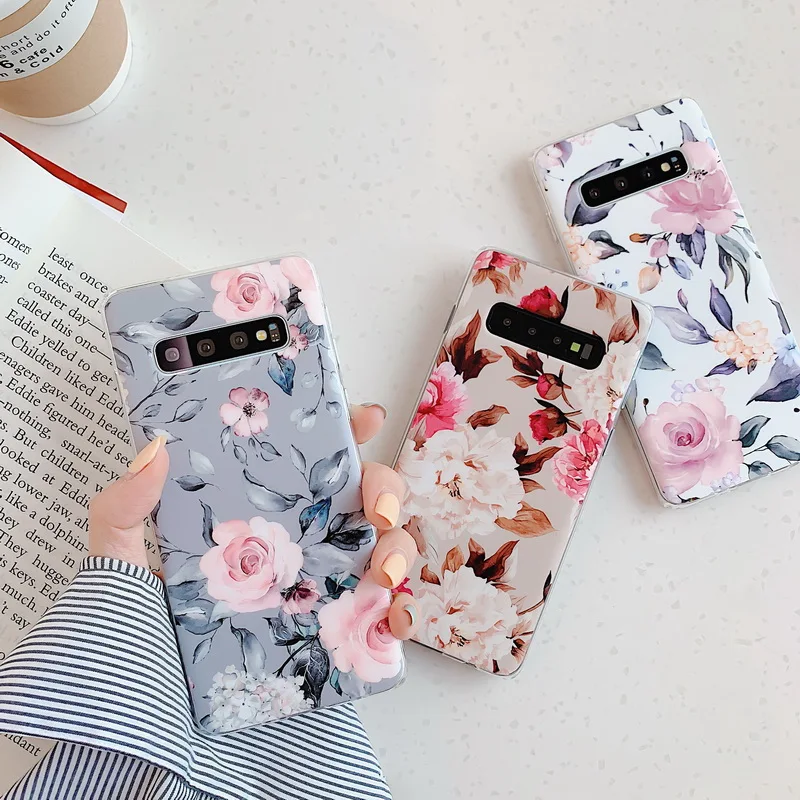 

Beautiful Flower Cases For Samsung S9 Plus S9 A50 A70 A40 Soft IMD Protective Phone Back Cover Case Gift For Lover
