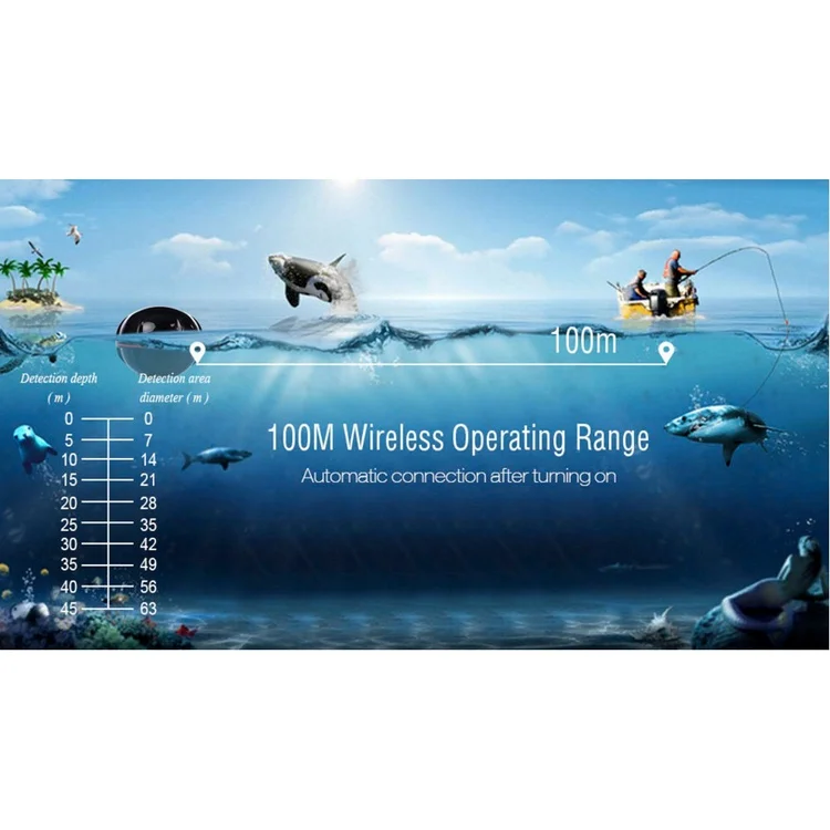  Smart Portable Depth Fish Finder with 100M Wireless Sonar Sensor Echo Sounder Fishfinder for Lake S - 4000127666590