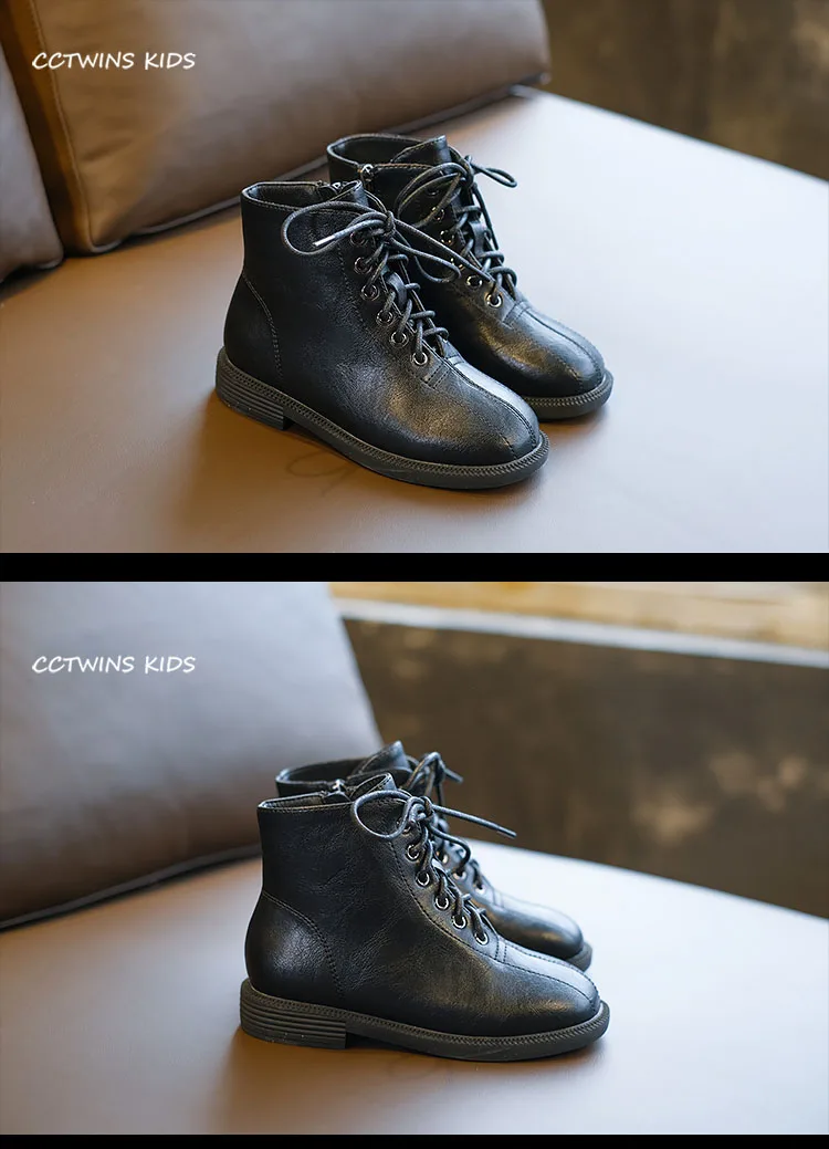 CCTWINS/детская обувь; коллекция года; Сезон Зима; Модные Черные Ботинки martin для малышей; детская обувь из искусственной кожи; ботильоны для маленьких девочек; FB1827