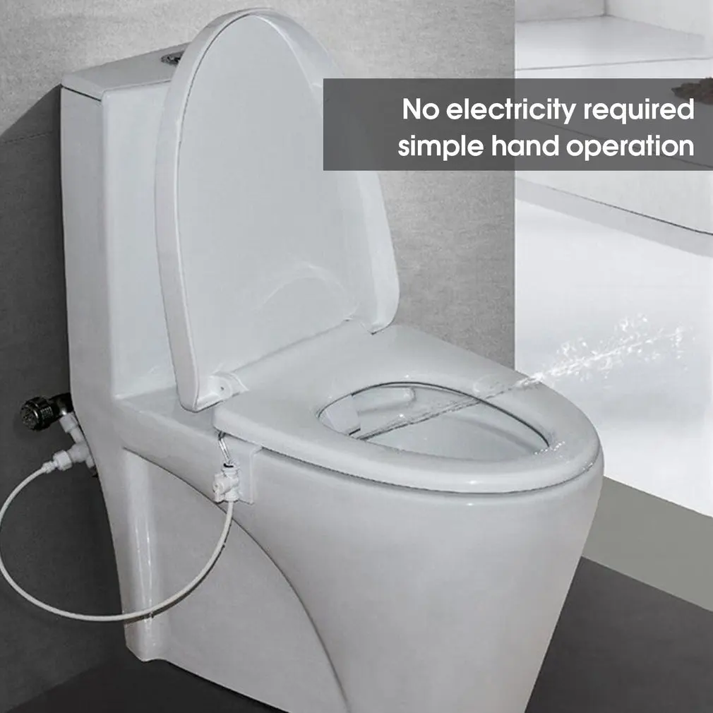 Toilet Bidet Fresh Water Spray Nozzle Toilet Seat Attachment Hand Operation Self-Cleaning Non-Electric Bathroom Shattaf Kit