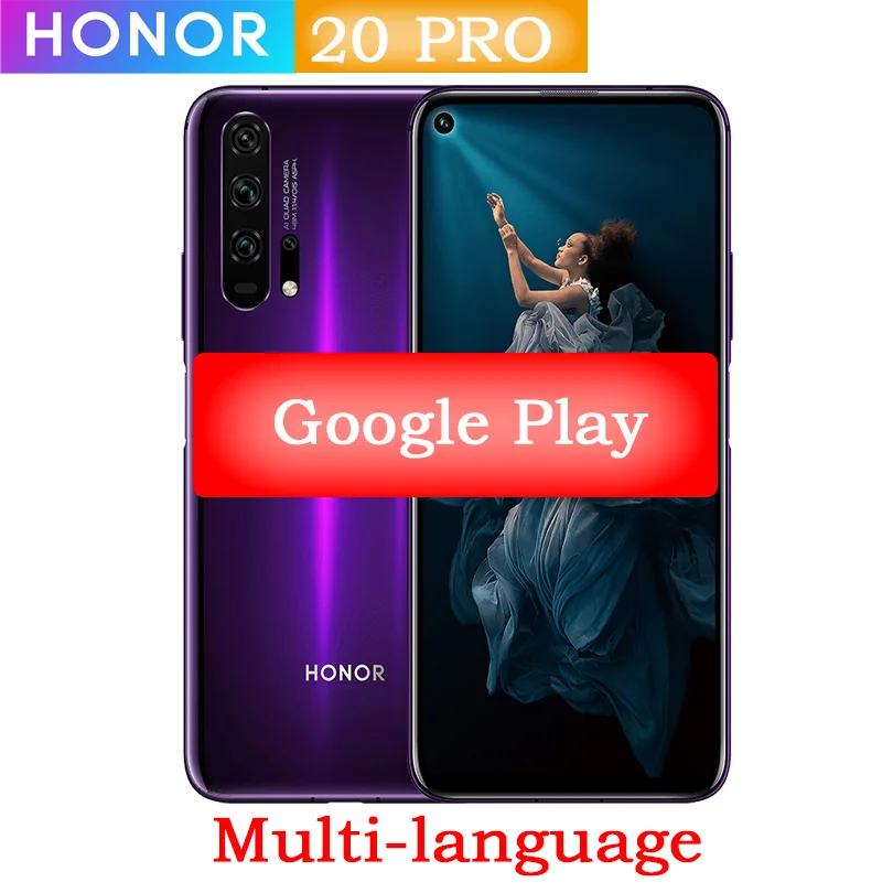 Сотовый телефон Honor 20 Pro Kirin 980 Android 9 0 6 26 дюйма 2340X1080 8 Гб ОЗУ 256 ПЗУ 48 МП сканер